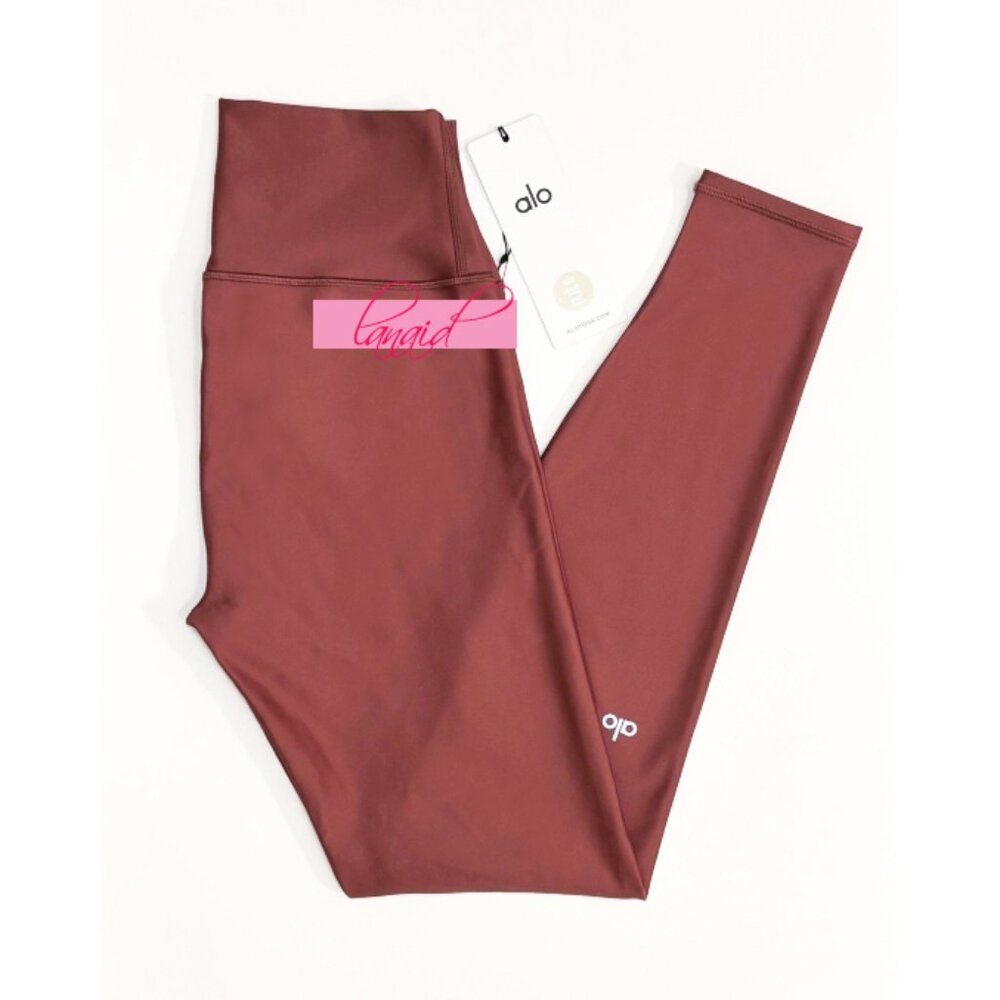 Alo Airlift Winter Warm High-Waist Leggings Burgundy Truffle Hi-Rise Brushed M - Picture 5 of 11